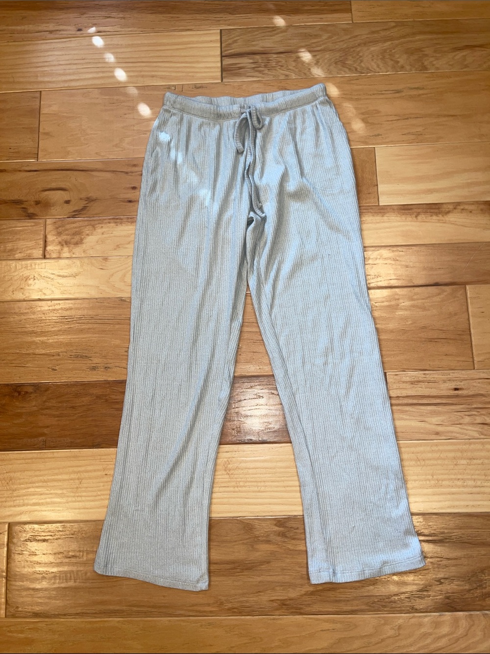 Heather Grey Ribbed Women's Drawstring Flare Lounge Pants “cuddle blend”